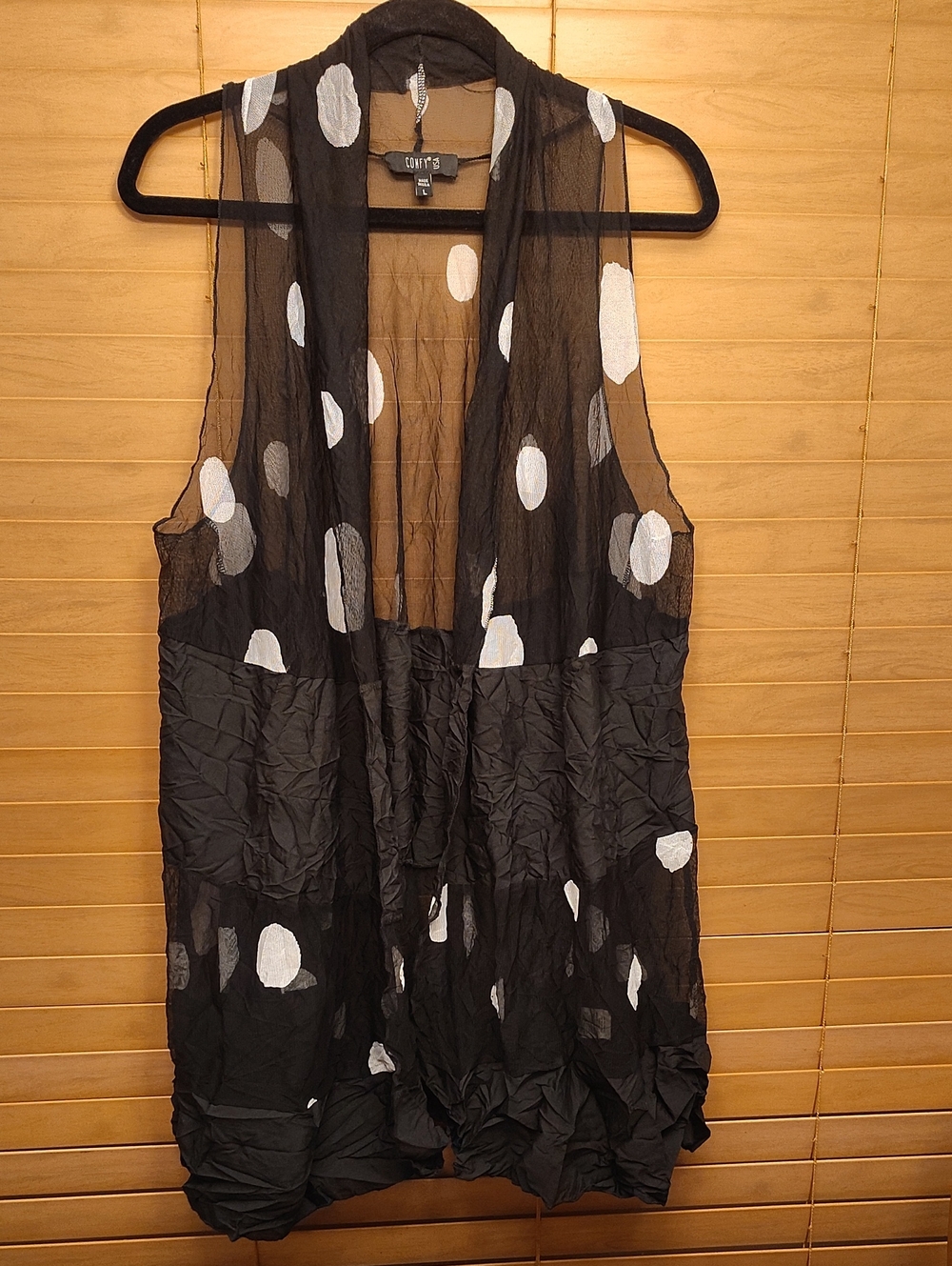 Cato Black Sheer Polka Dot Camisole with White Dots